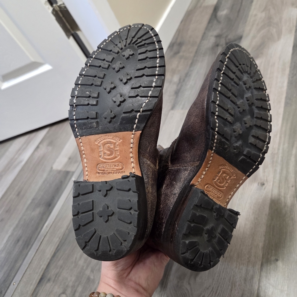 Sendra Distressed Brown Leather Engineer Boots Goodyear Welt Made in Spain - Picture 9 of 13